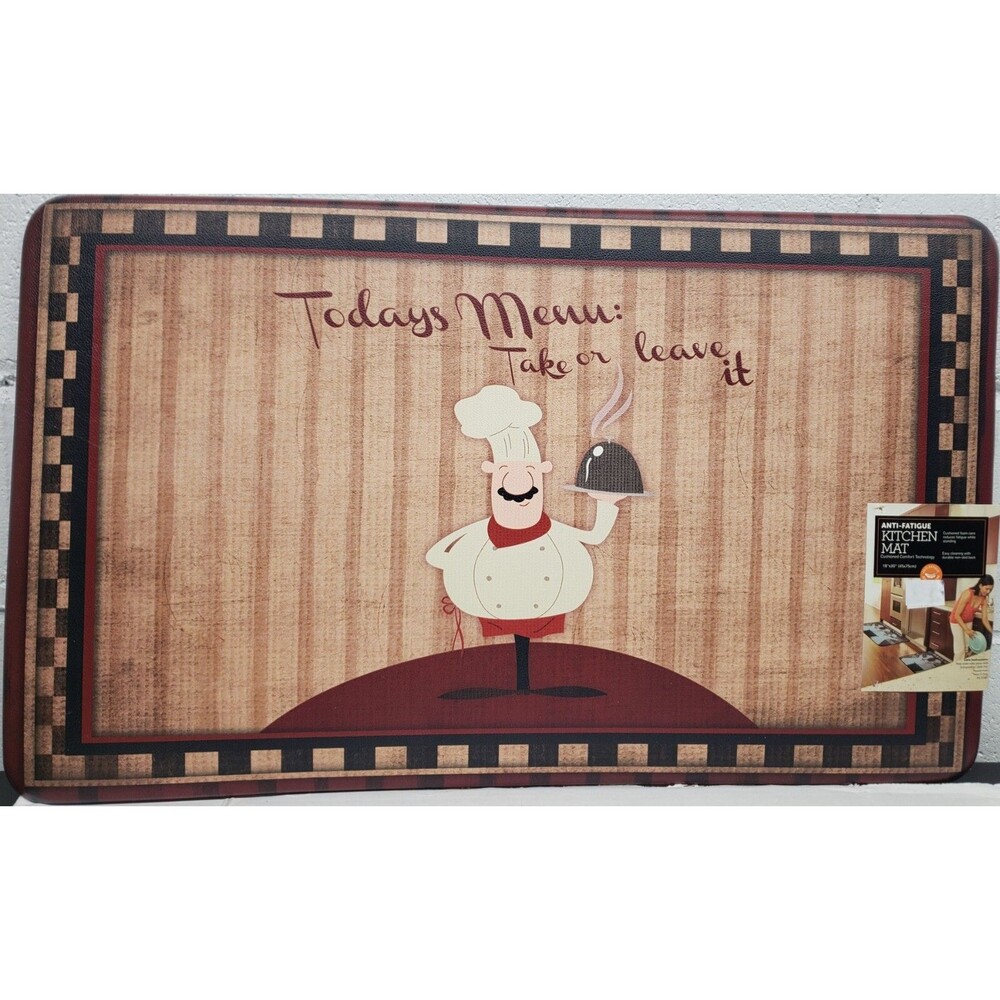 ANTI-FATIGUE NONSLIP FLOOR MAT (18" x 30") PVC, FAT CHEF,TODAY'S MENU by PH